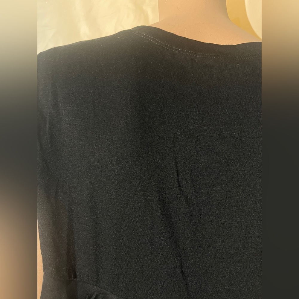 WHY DRESS Black Shirt with Feather and Rhinestone Accents Size L - Picture 3 of 6